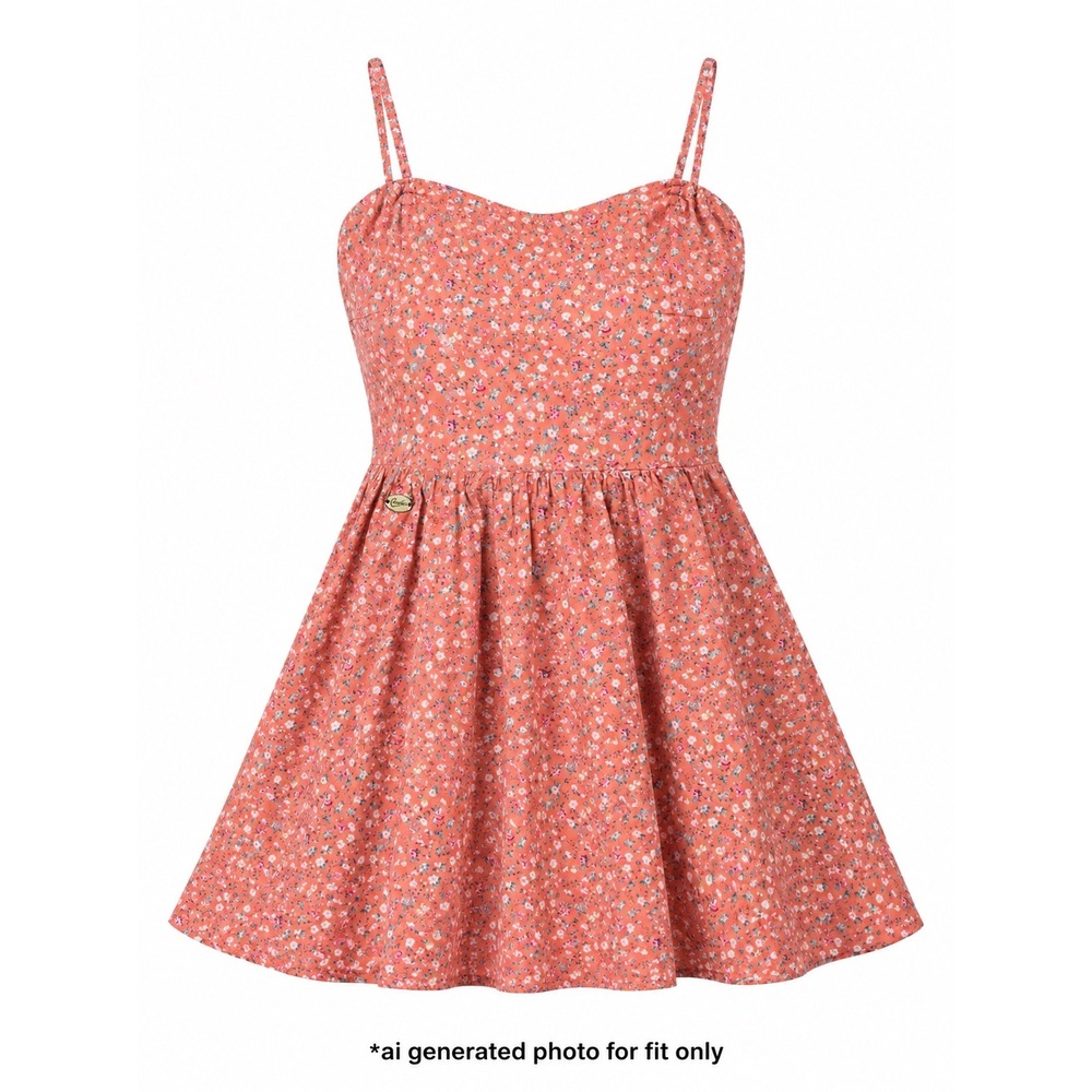 Candie's Floral Cutout Back Fit & Flare Mini Dress Women Size Small Coral Orange